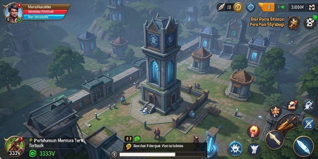Screenshot utama menunjukkan aksi intens dari gameplay Tower Defense.
