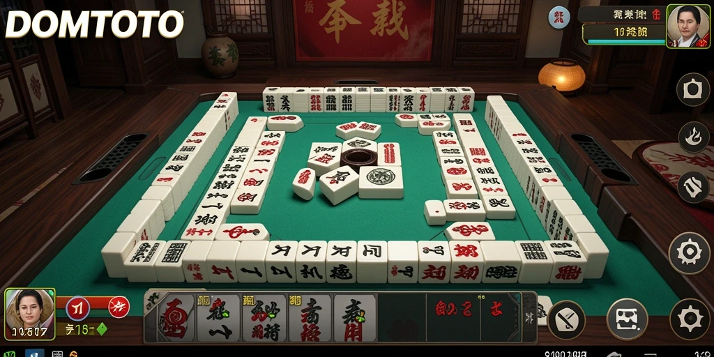 Tampilan gameplay DOMTOTO yang seru dalam permainan Mahjong.
