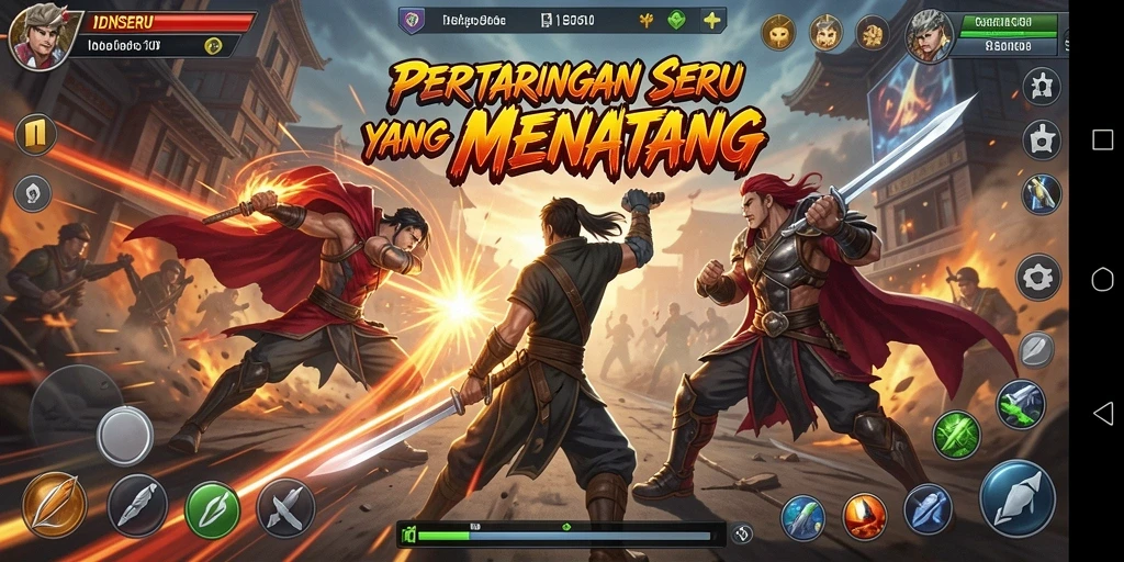 Tampilan gameplay seru di arena pertarungan IDNSERU.