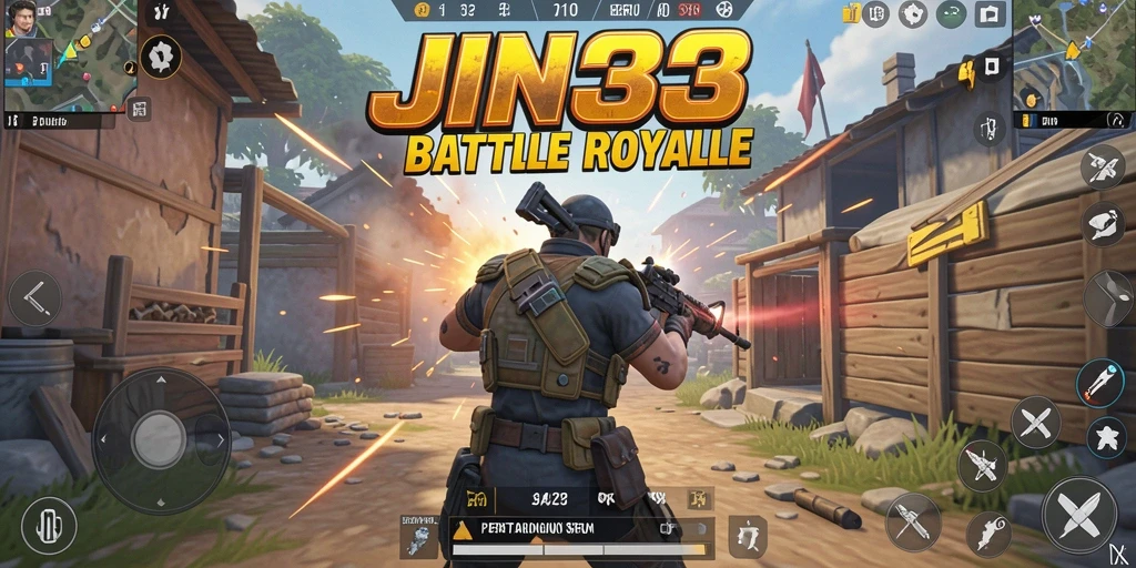 Tampilan gameplay seru JIN33 dalam Battle Royale.