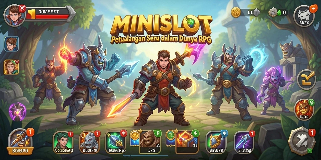 Tampilan gameplay seru dari MINISLOT yang penuh petualangan RPG.