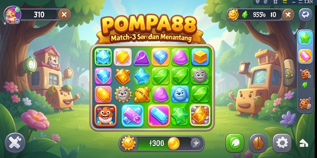 Tampilan gameplay POMPA88 dengan karakter cantik dan warna-warni.