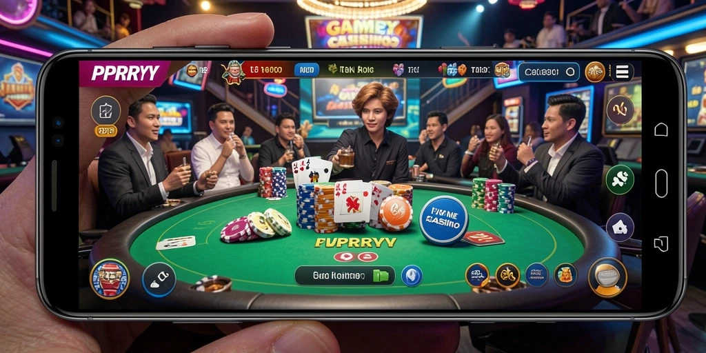 Screenshot gameplay PPRRYY yang menunjukkan dealer dan pemain dalam aksi Live Casino.