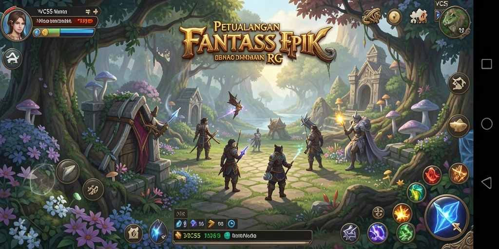 Screenshot VC55 menampilkan aksi pertempuran epik dalam dunia RPG yang menakjubkan.